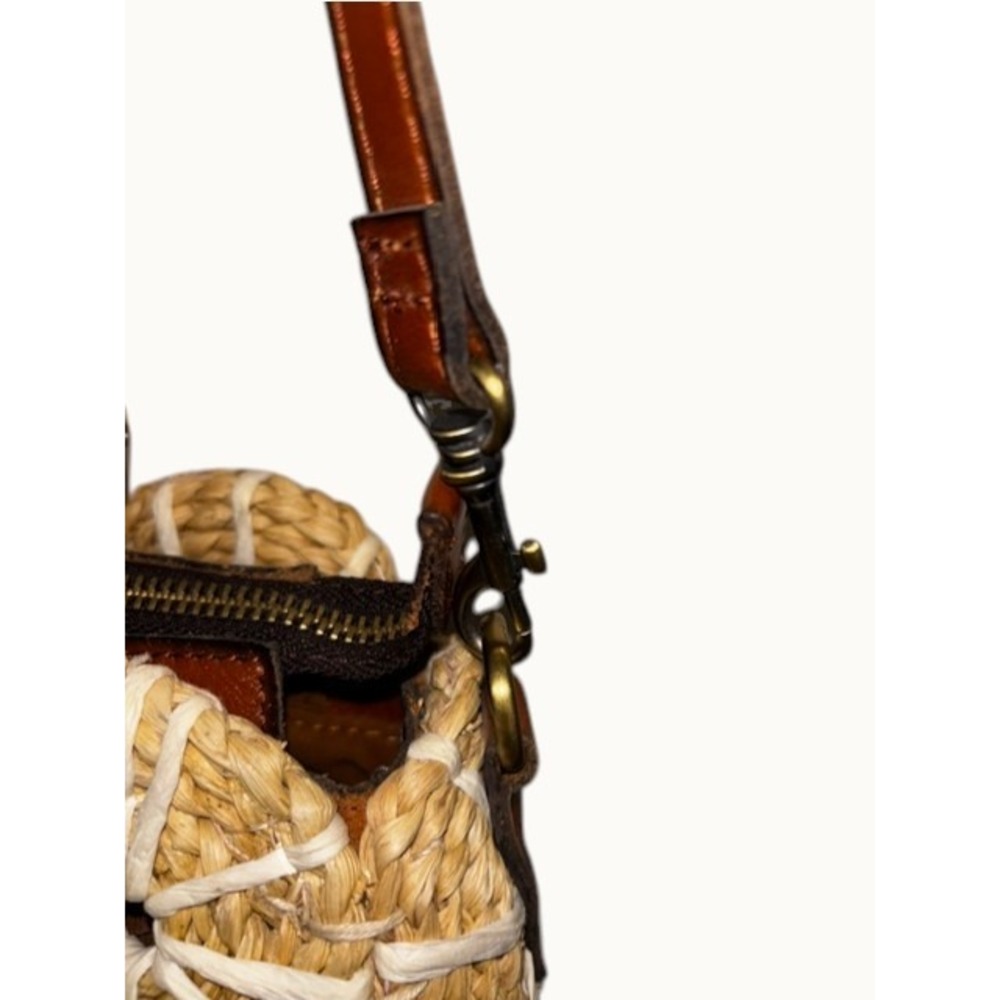 Patricia Nash Palmarola Beige/Brown Straw Satchel Bamboo Women's Handbag - Picture 14 of 16
